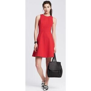 Banana‎ Republic Sloan Fit And Flare Red Glow Sleeveless Dress Women's Size 4